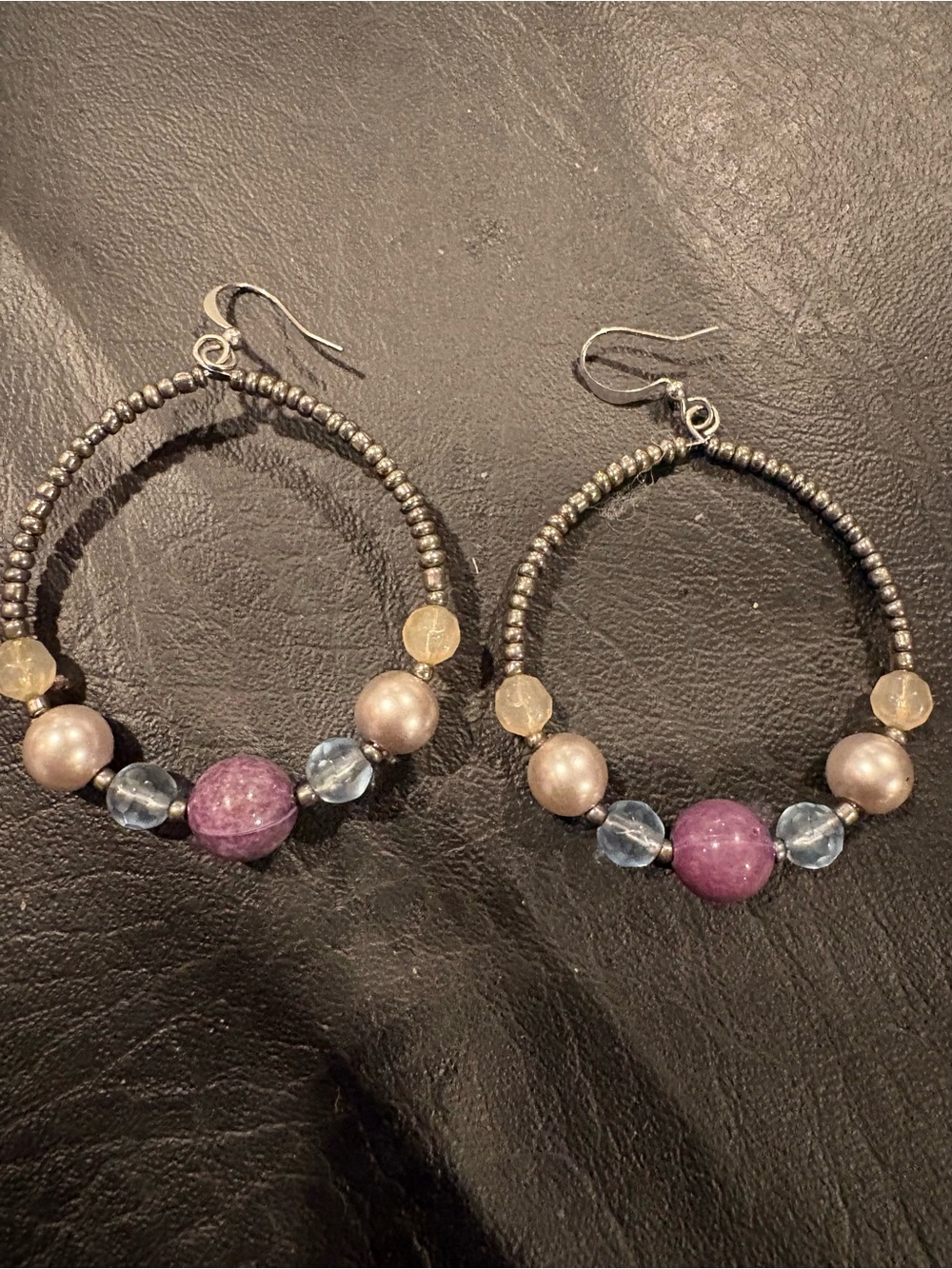 Handcrafted Purple Bead Hoop Earrings – Women's Jewelry